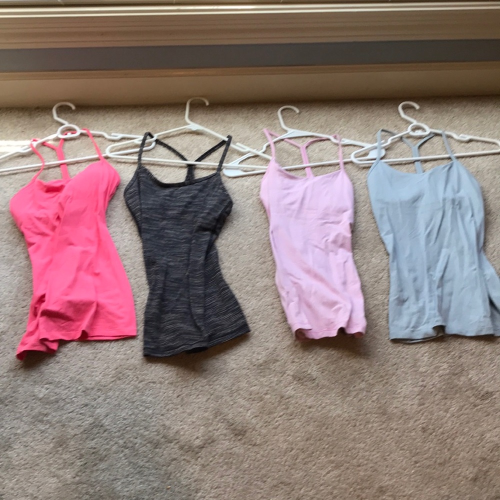 Variety of lululemon Power Y tanks. Vary in sizes 4-8.